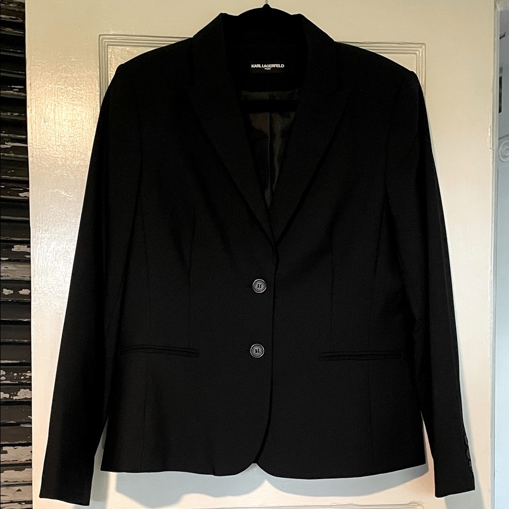 EUC Karl Lagerfeld Classic Black Blazer for Women Sz 14
